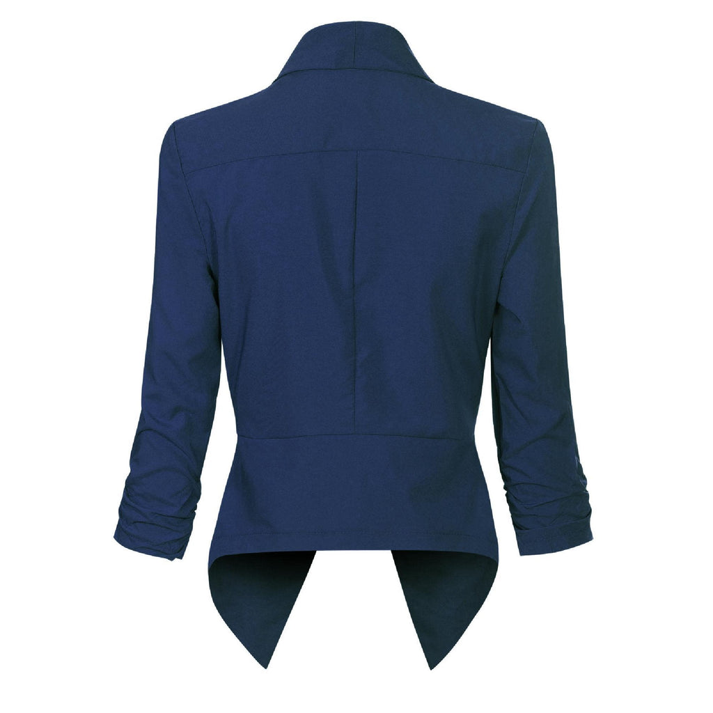 Women's Ruched-Sleeve Open-Front Blazer