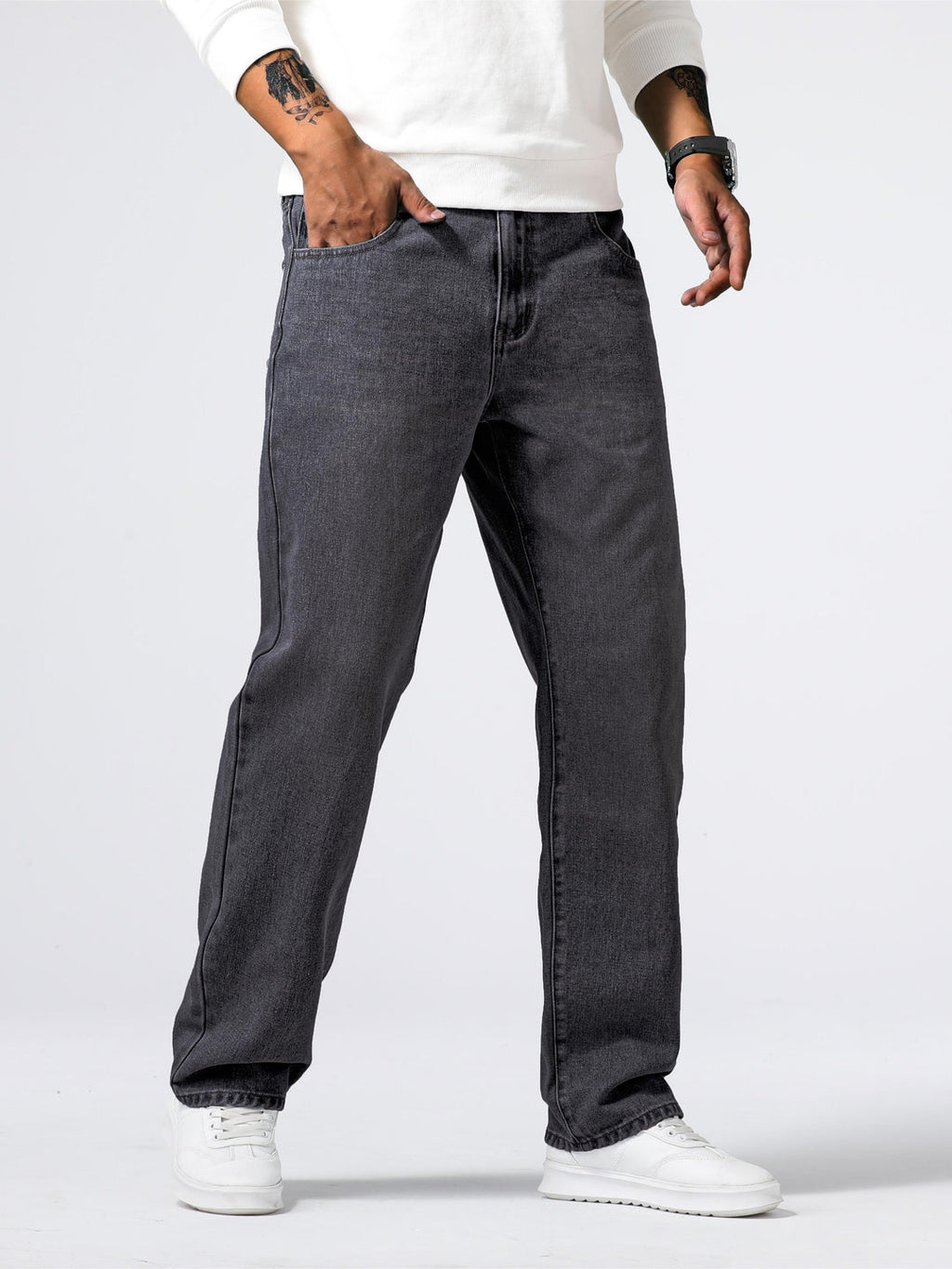 Men's Washed Straight Leg Denim