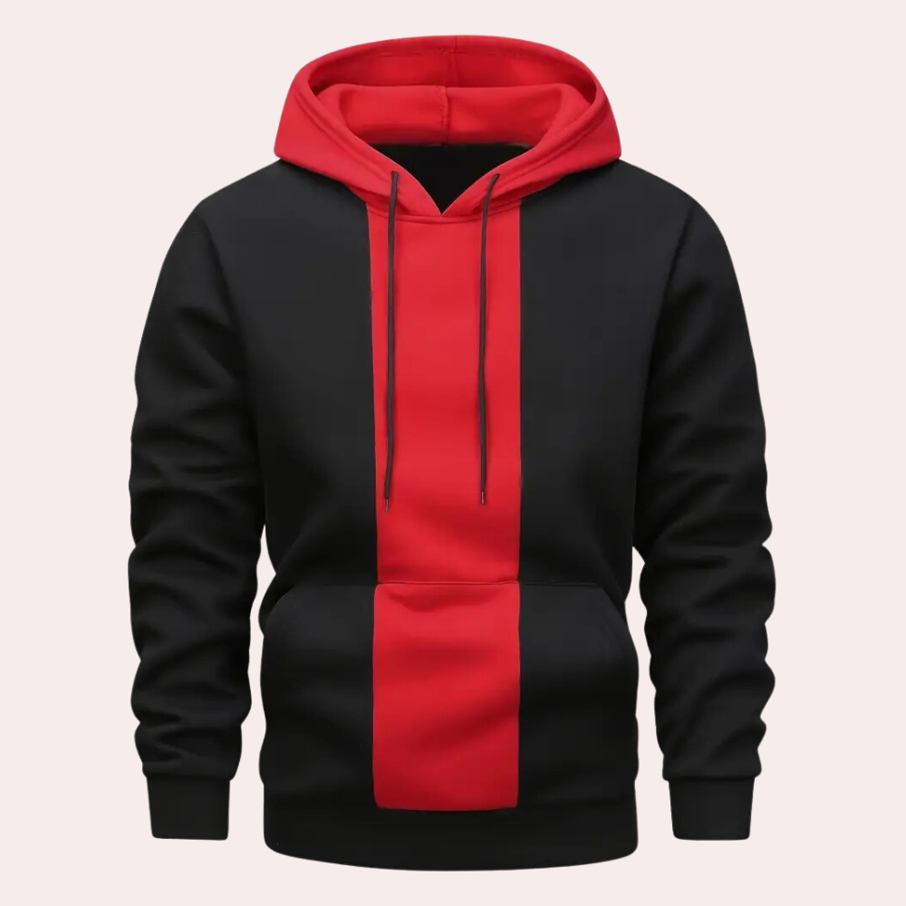 Men's Contrast Panel Drawstring Hoodie