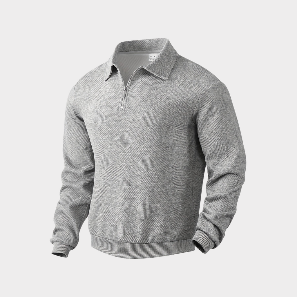 Men's Textured Half-Zip Polo Sweatshirt