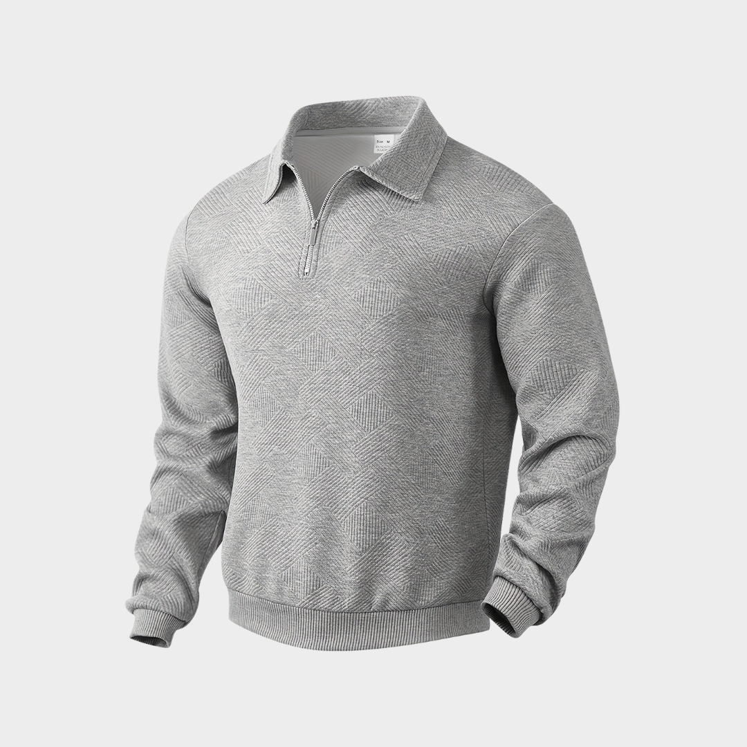 Men's Textured Half-Zip Polo Sweatshirt