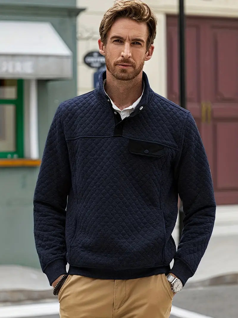 Men's Quilted Stand Collar Jumper