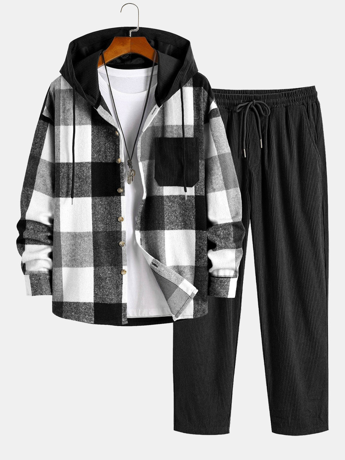 Men's Hooded Corduroy Trouser Set