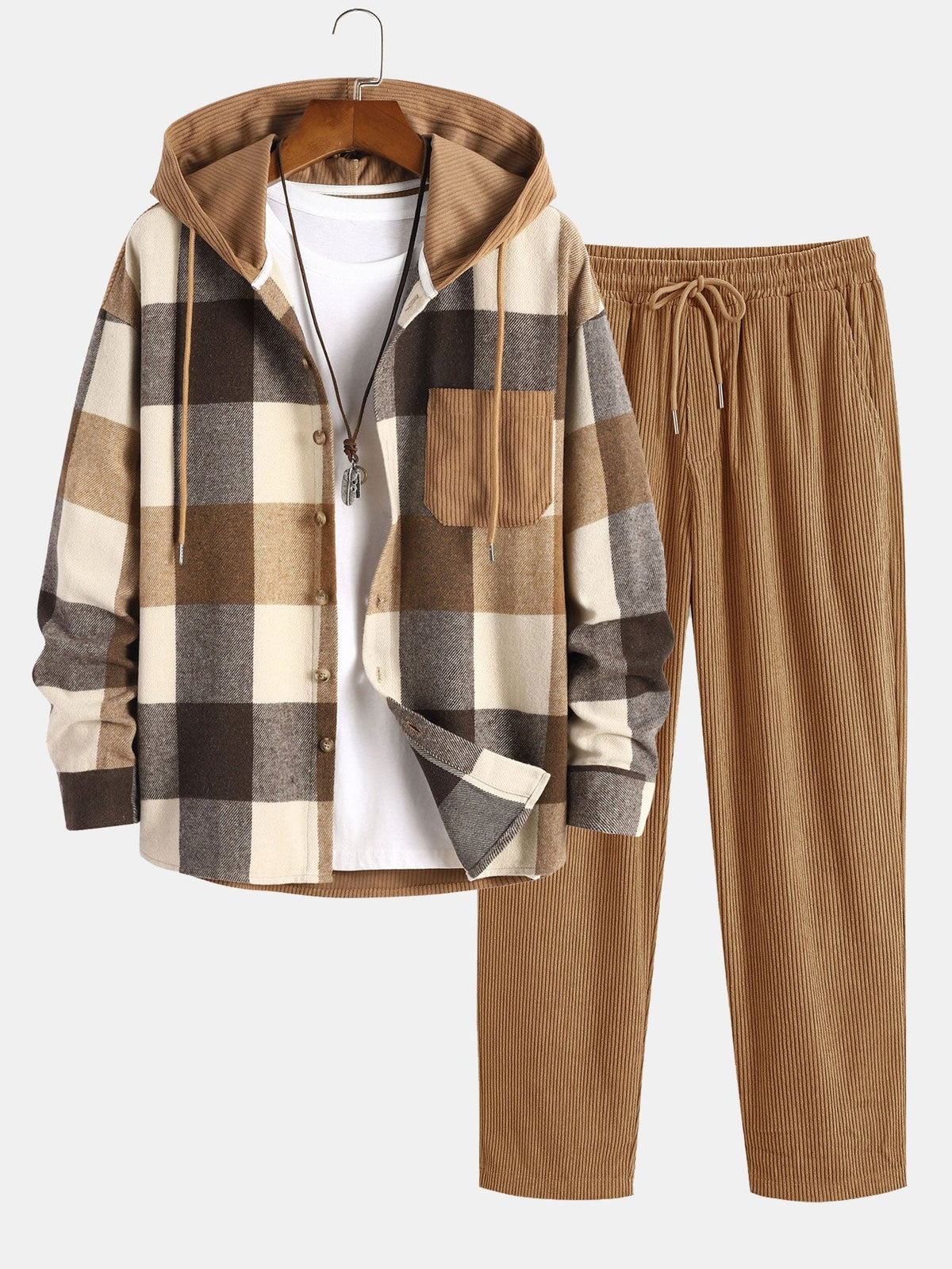 Men's Hooded Corduroy Trouser Set