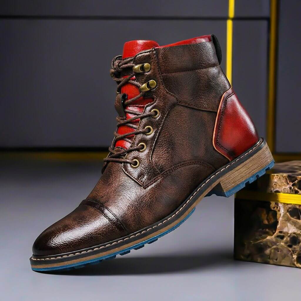 Men's Cap Toe Lace Up Ankle Boots