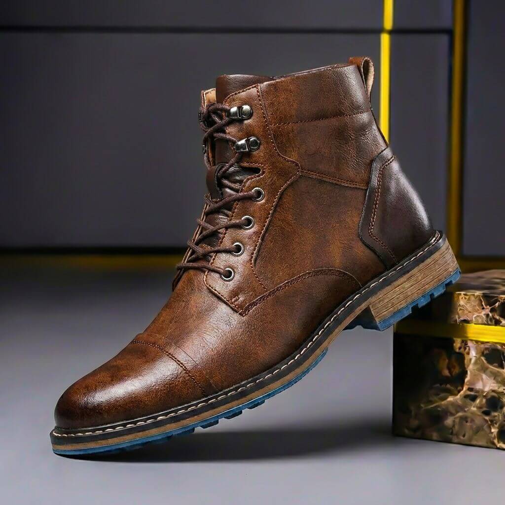 Men's Cap Toe Lace Up Ankle Boots