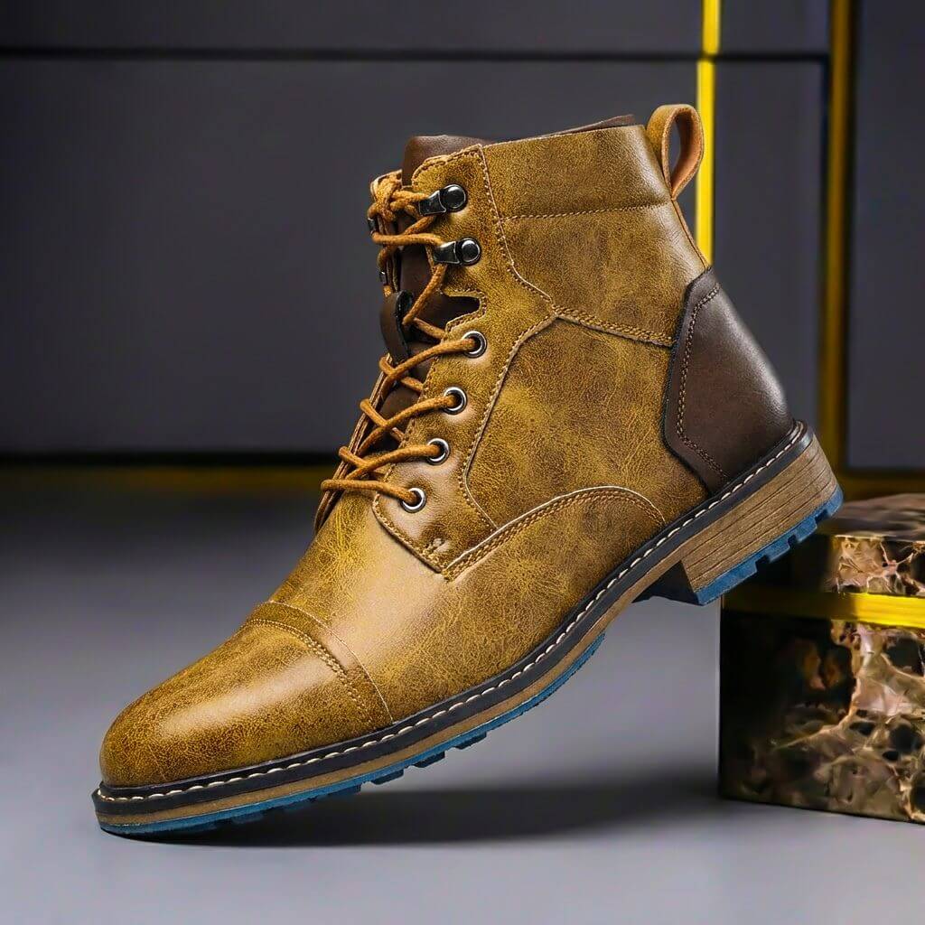 Men's Cap Toe Lace Up Ankle Boots