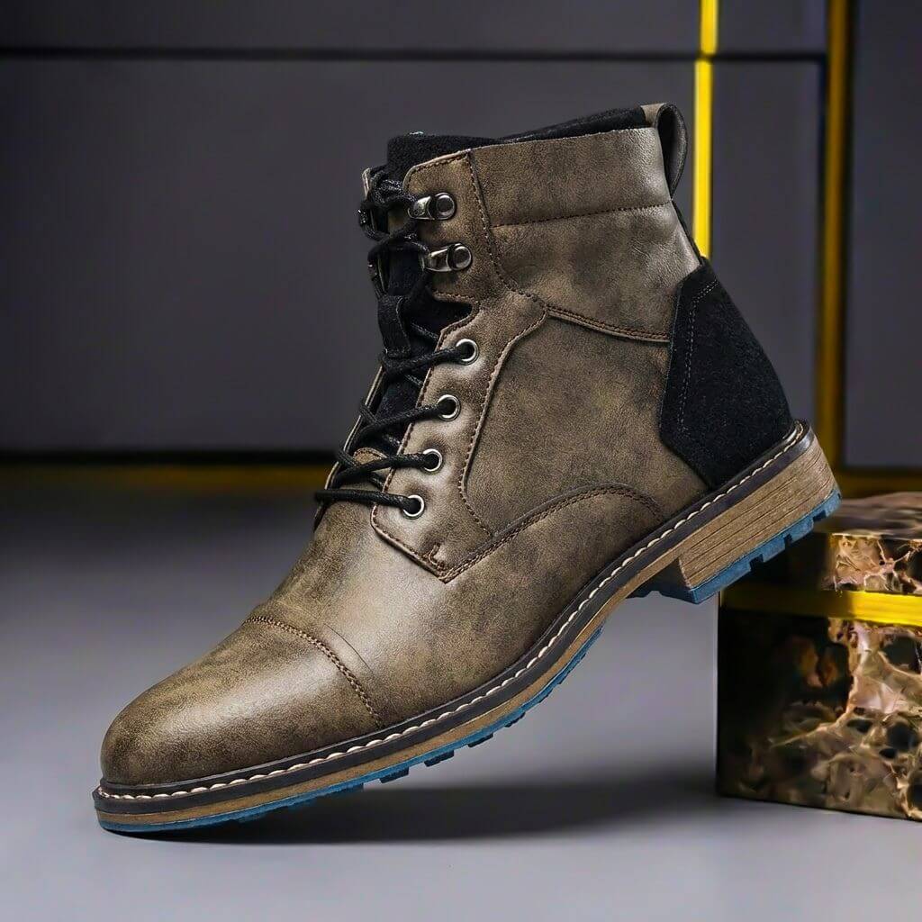 Men's Cap Toe Lace Up Ankle Boots