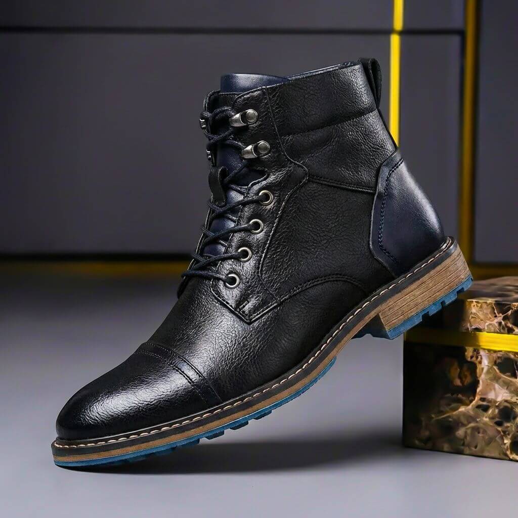 Men's Cap Toe Lace Up Ankle Boots