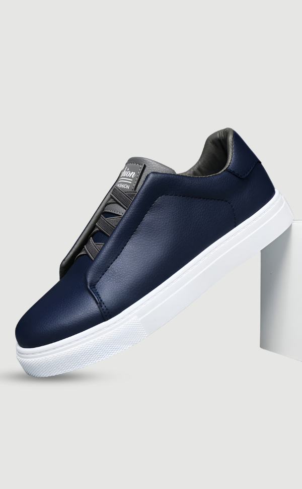 Men's Elastic Lace Leather Trainers