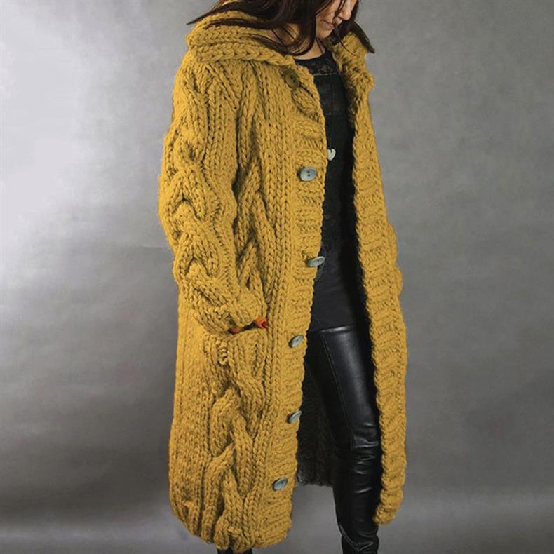 Women's Hooded Cable-Knit Coat
