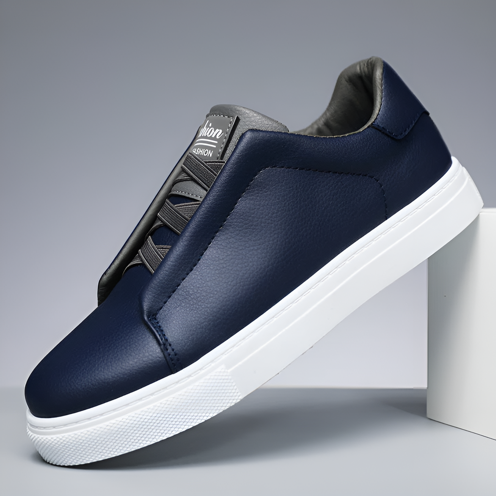 Men's Elastic Lace Leather Trainers