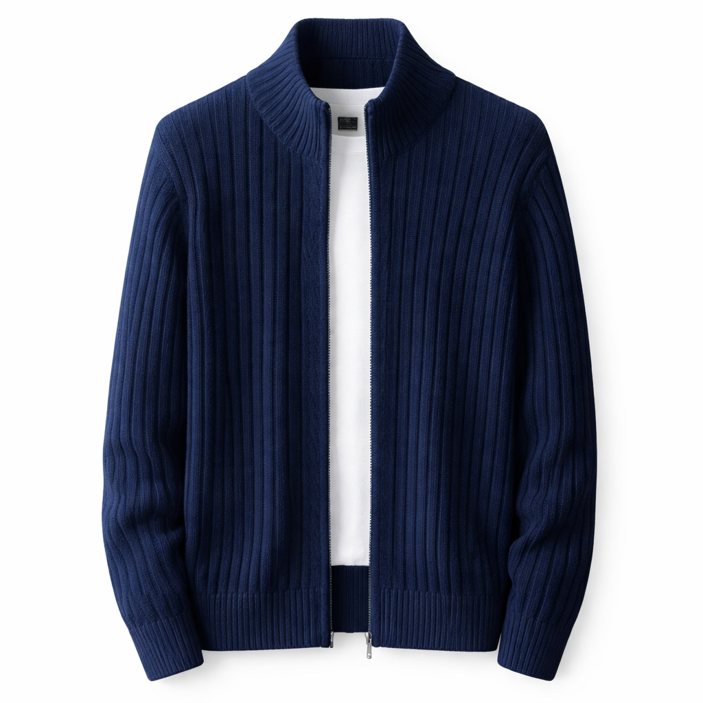 Men's Ribbed Knit Zip Cardigan