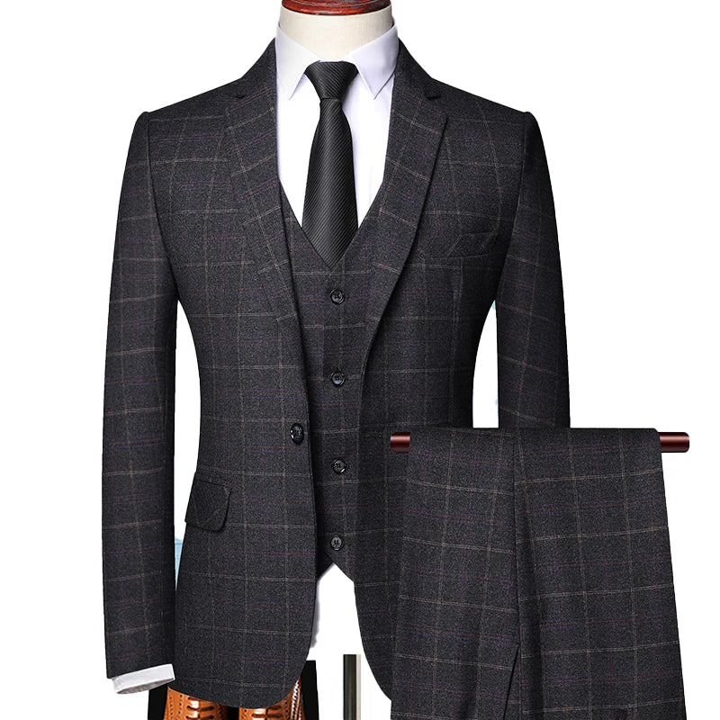 Men's Checked Three-Piece Suit