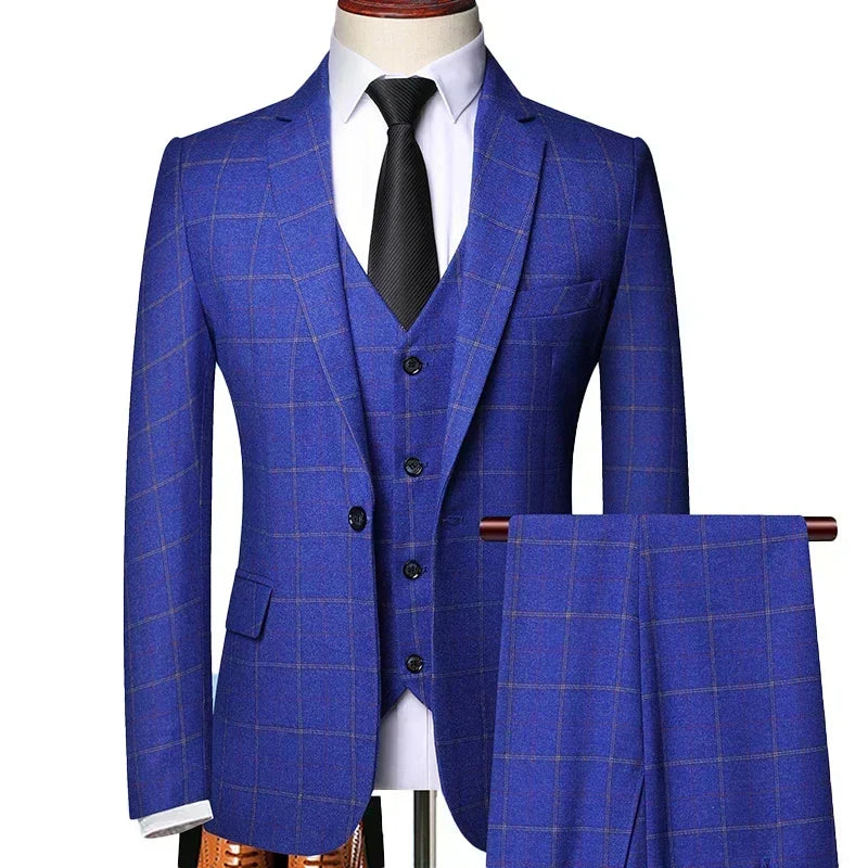 Men's Checked Three-Piece Suit
