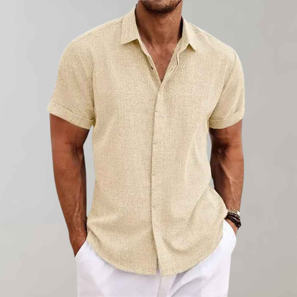 Men's Textured Button Short Sleeve Shirt