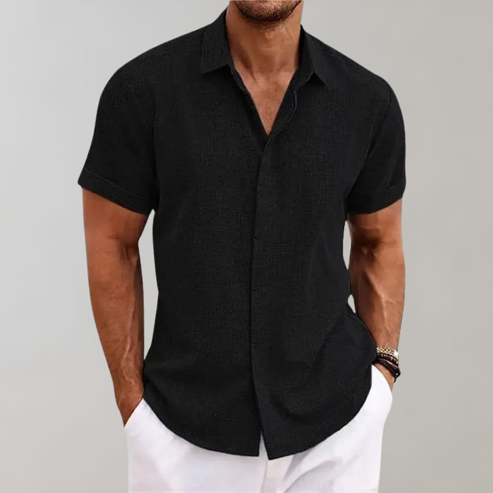 Men's Textured Button Short Sleeve Shirt