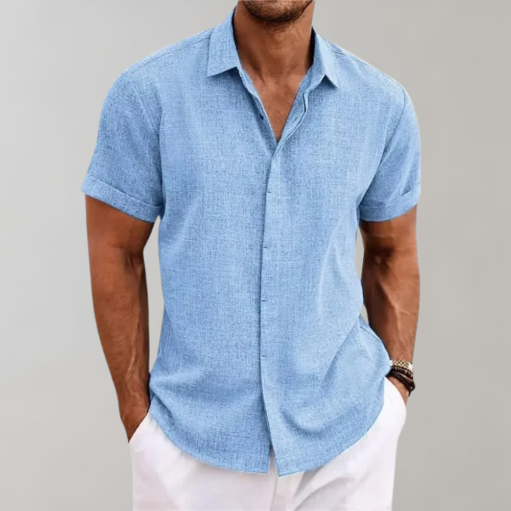 Men's Textured Button Short Sleeve Shirt