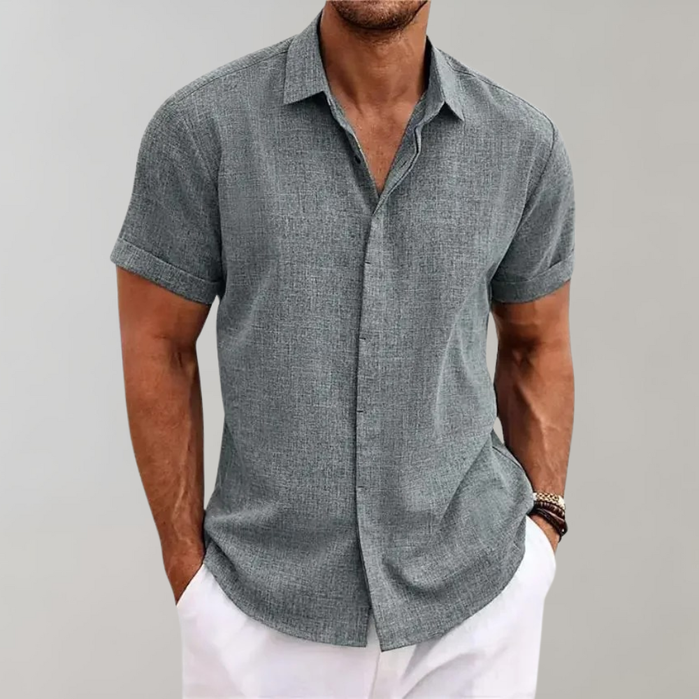 Men's Textured Button Short Sleeve Shirt