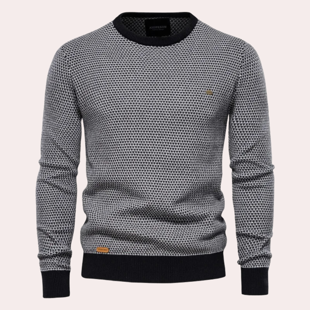 Men's Contrast-Rib Crew Neck Jumper