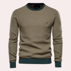 Men's Contrast-Rib Crew Neck Jumper
