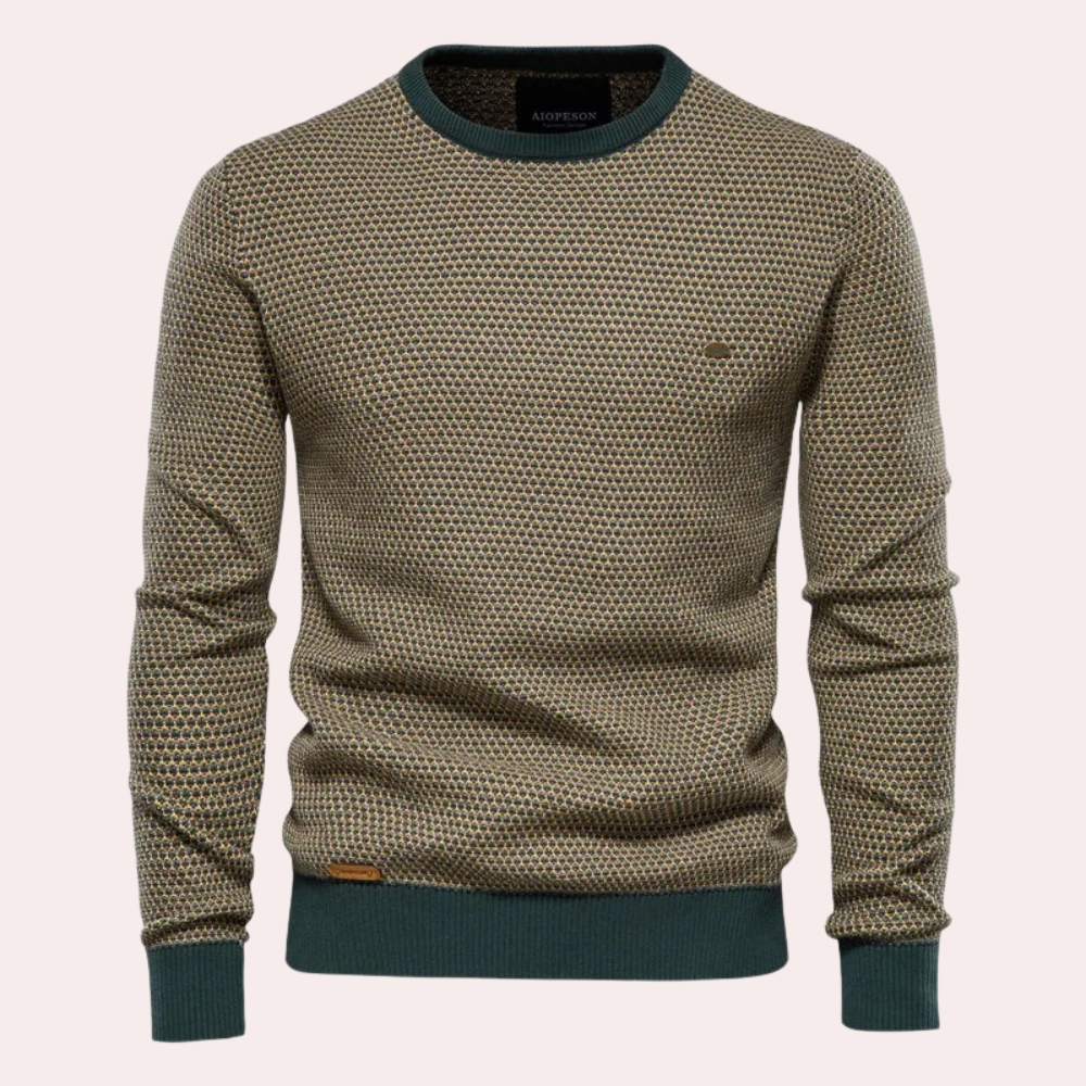 Men's Contrast-Rib Crew Neck Jumper