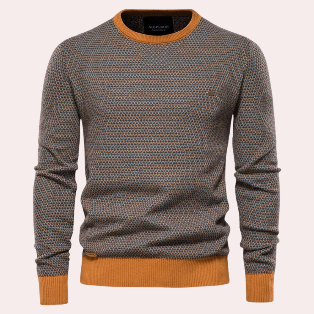 Men's Contrast-Rib Crew Neck Jumper