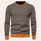 Men's Contrast-Rib Crew Neck Jumper