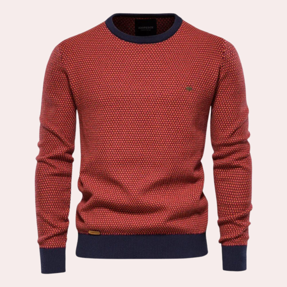 Men's Contrast-Rib Crew Neck Jumper