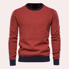 Men's Contrast-Rib Crew Neck Jumper