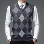 Men's Printed Knit V-Neck Vest