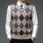 Men's Printed Knit V-Neck Vest