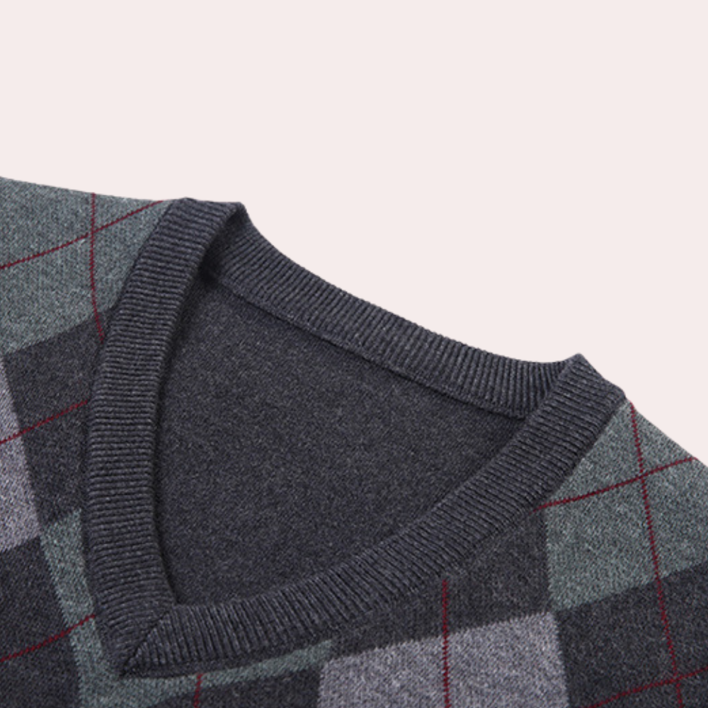 Men's Printed Knit V-Neck Vest