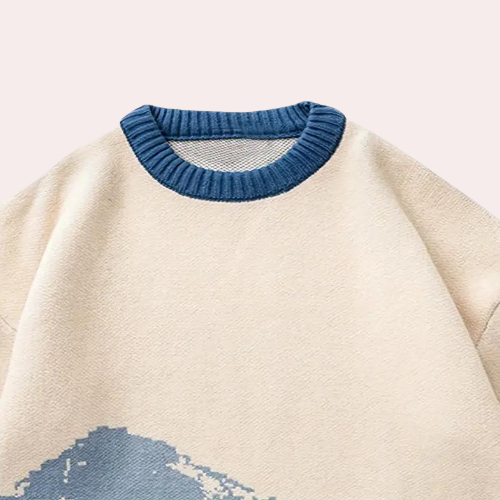 Men's Oversized Ribbed Trim Jumper