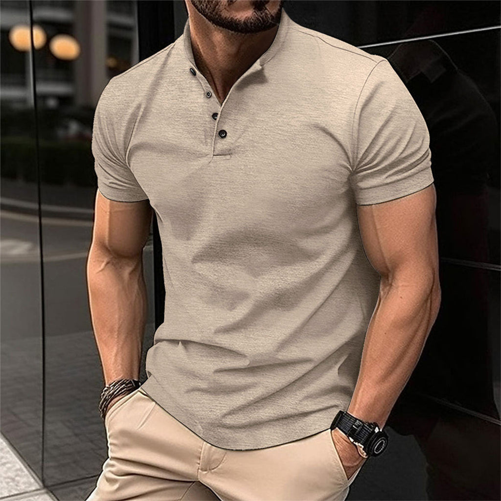 Men's Slim Fit Button Neck Polo
