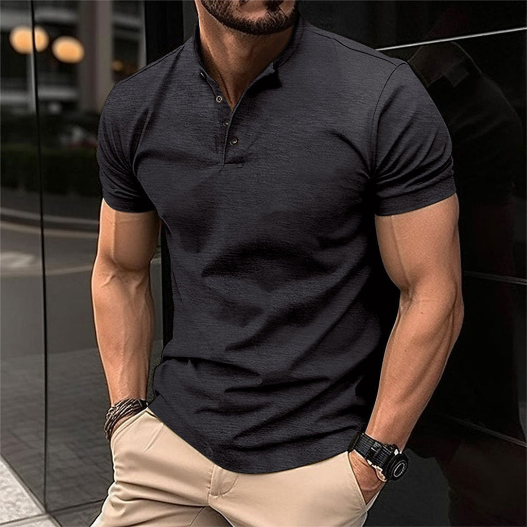Men's Slim Fit Button Neck Polo