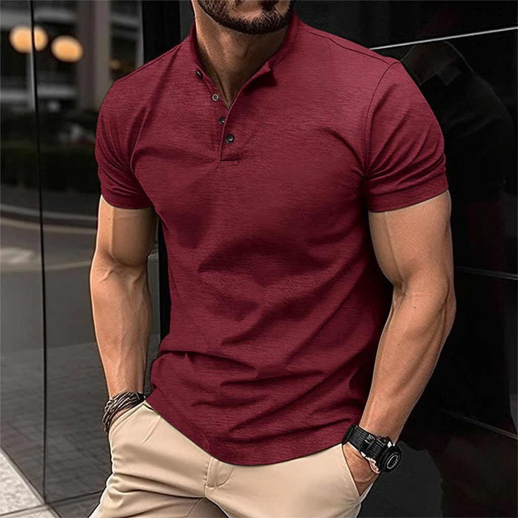 Men's Slim Fit Button Neck Polo