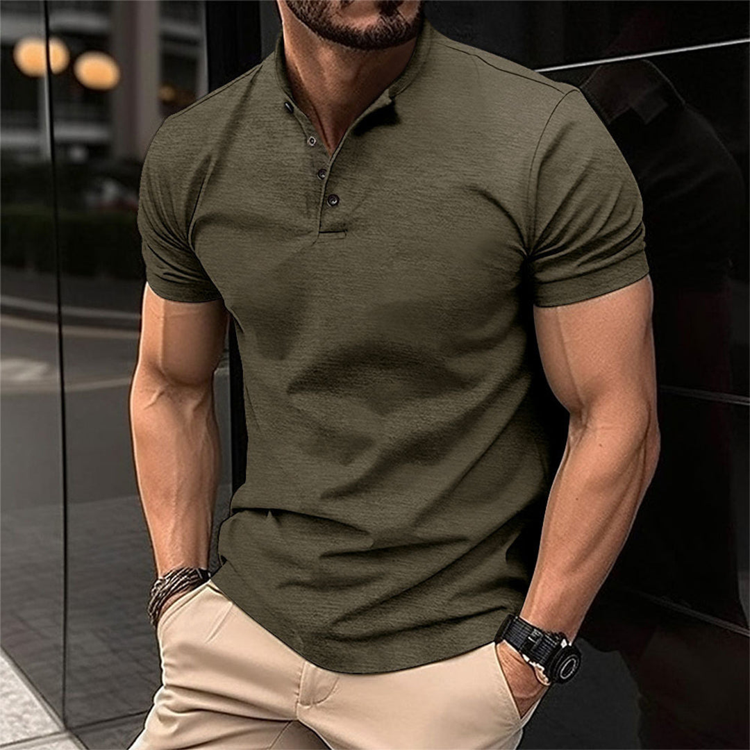 Men's Slim Fit Button Neck Polo
