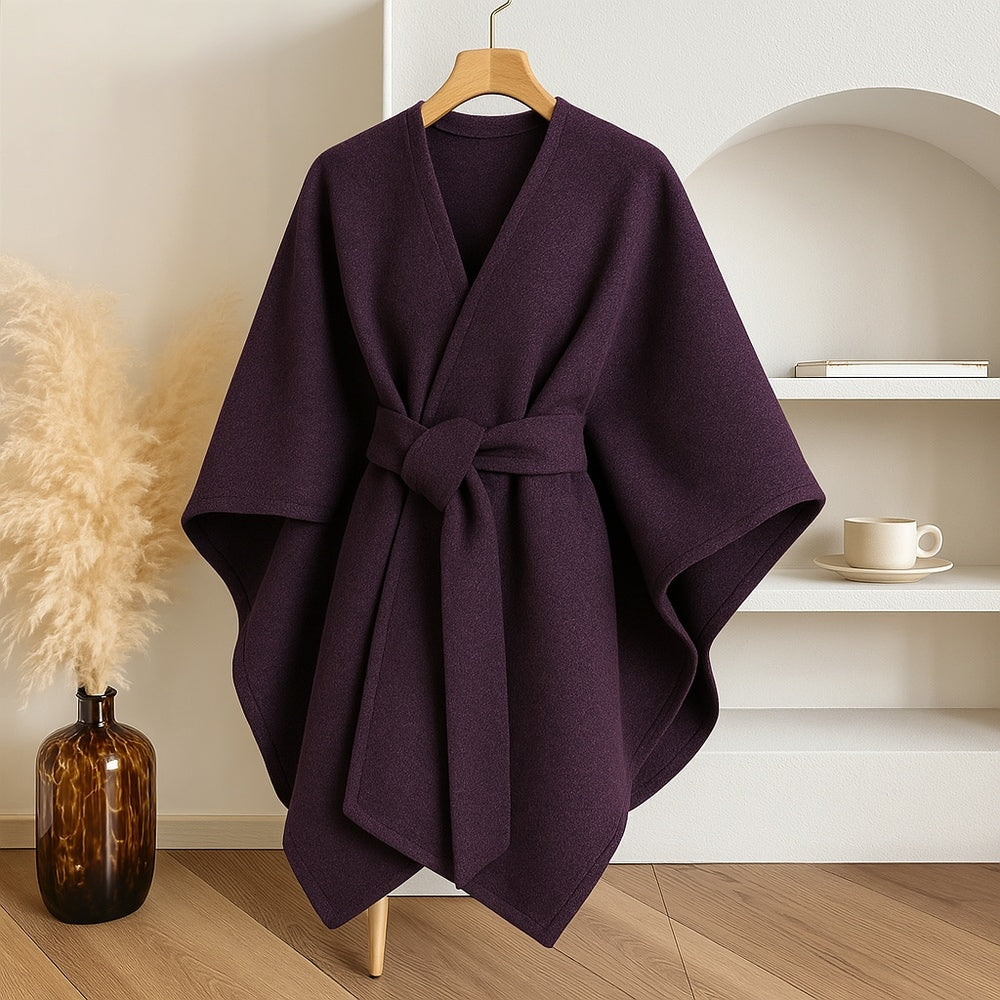 Women's Belted Poncho Coat
