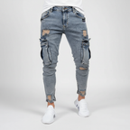 Men's Tapered Denim Cargo Trousers