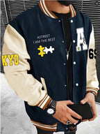 Men's Baseball Collar Colour Block Jacket