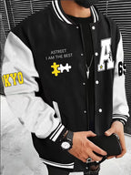 Men's Baseball Collar Colour Block Jacket