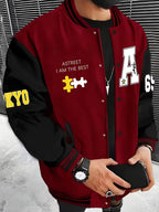 Men's Baseball Collar Colour Block Jacket