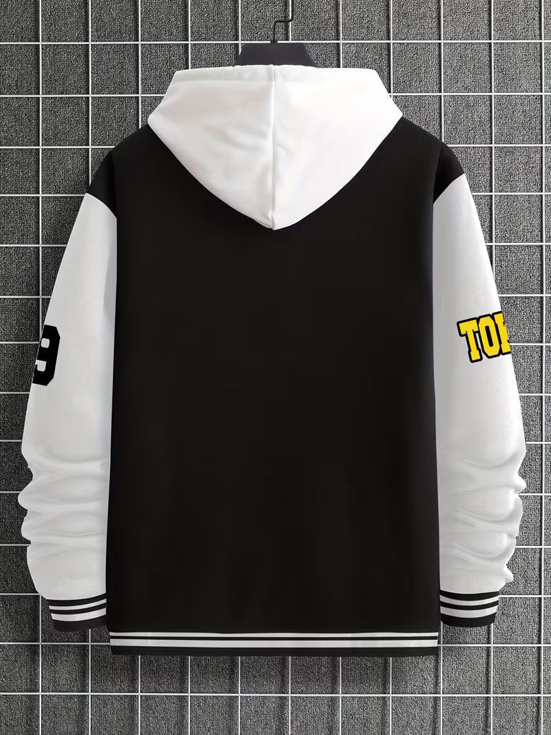 Men's Baseball Collar Colour Block Jacket