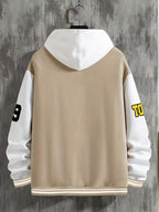 Men's Baseball Collar Colour Block Jacket