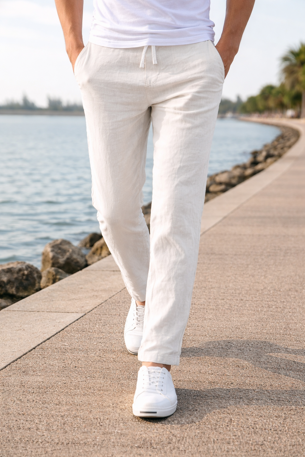 Men's Drawstring Cotton Trousers