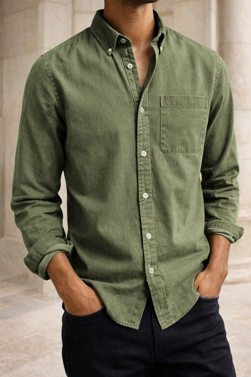 Men's Cotton Button-Down Shirt