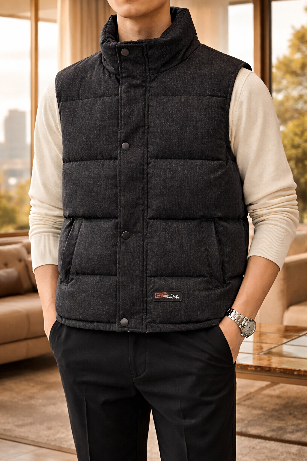 Men's Stand Collar Quilted Bodywarmer