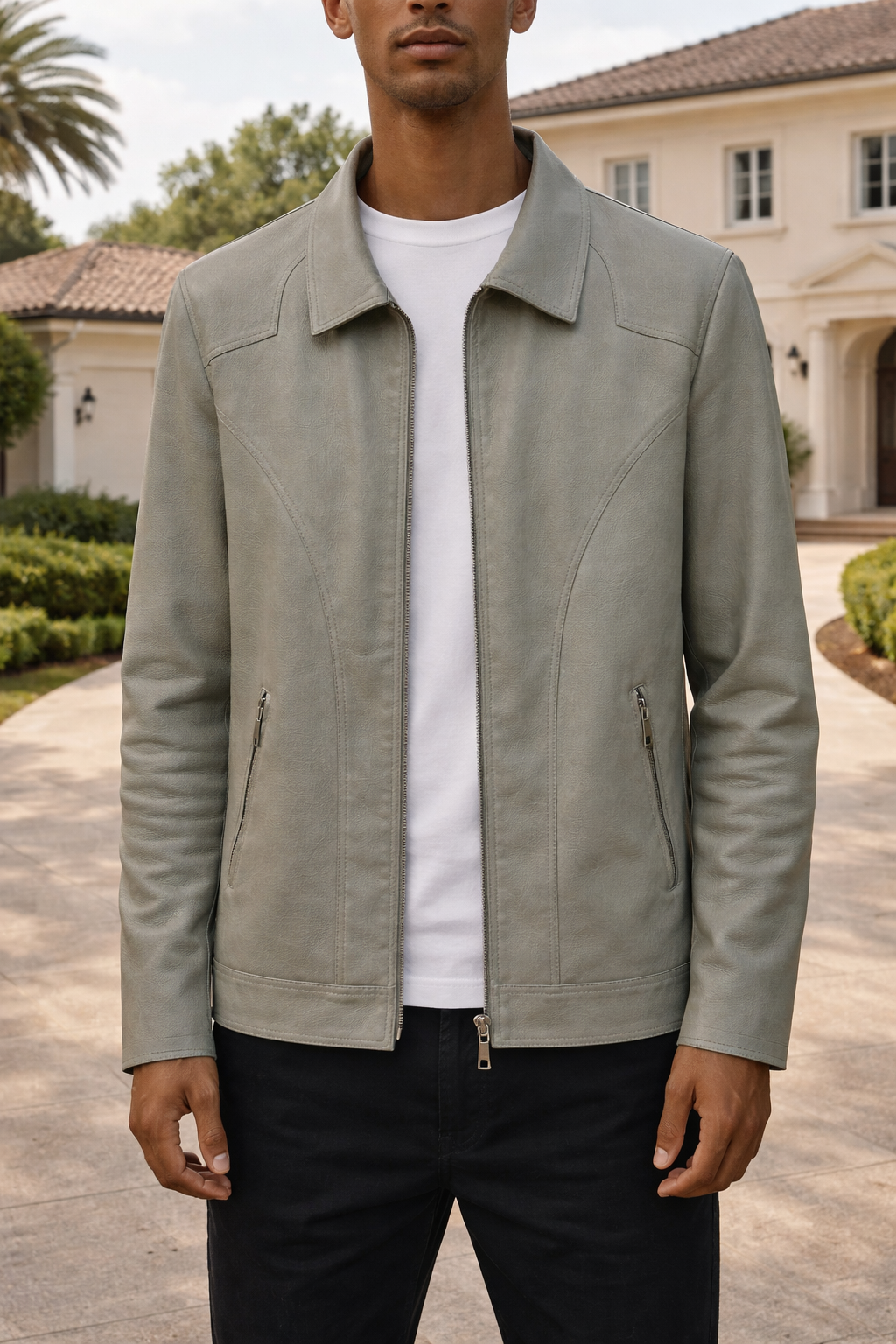 Men's Classic Collar Leather Jacket