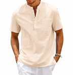 Men's Henley Band Collar Shirt
